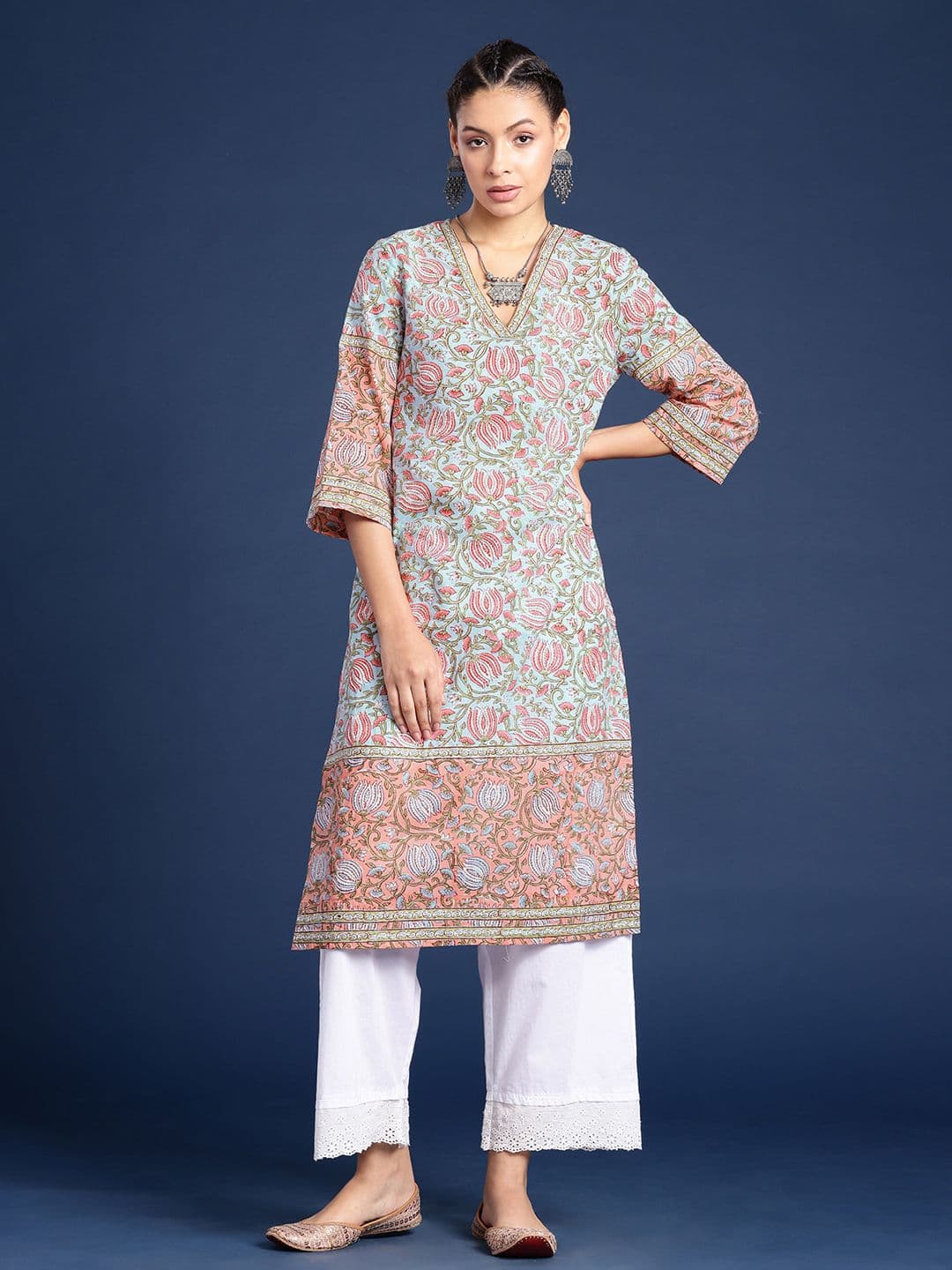 Taavi Sanganeri Ethnic Motifs Printed Indie Florals Kurta - view 1