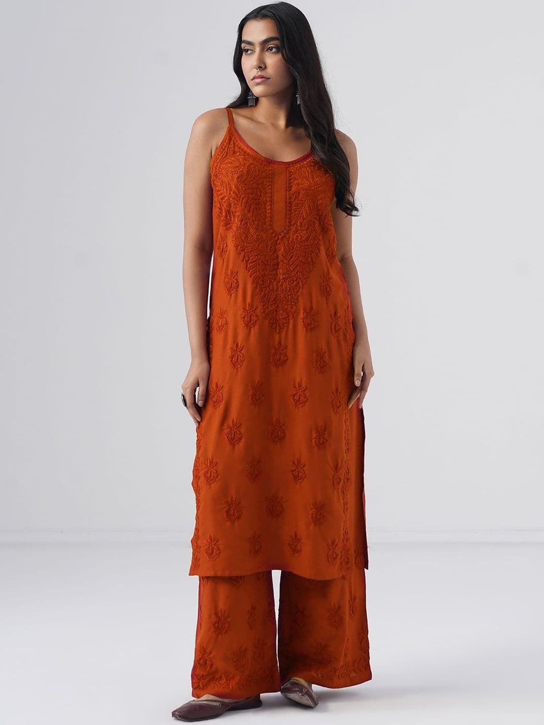 all about you Women Ethnic Motifs Embroidered Regular Thread Work Kurta with Palazzos - view 1