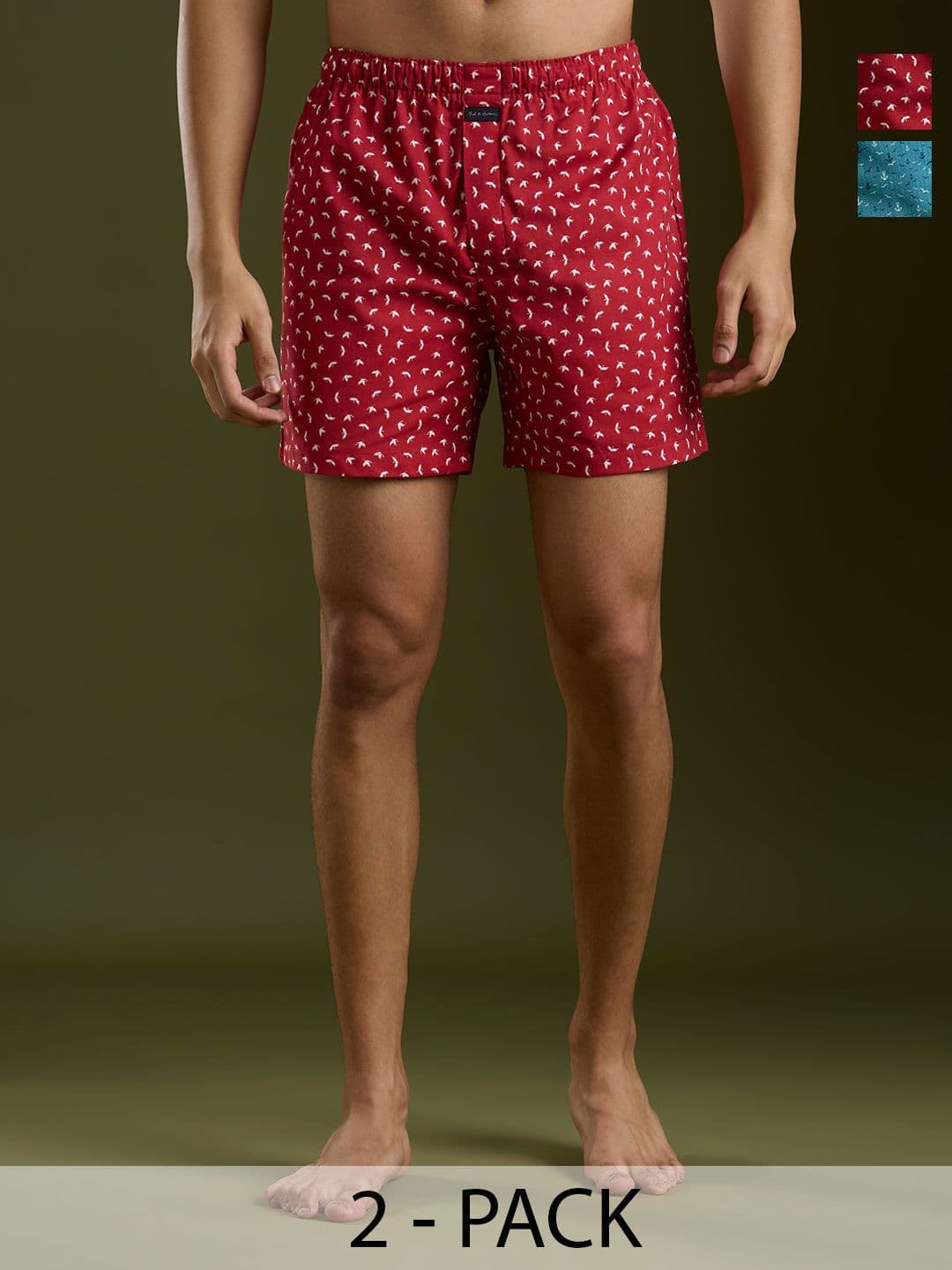 Mast & Harbour Pack Of 2 Printed Pure Cotton Boxers