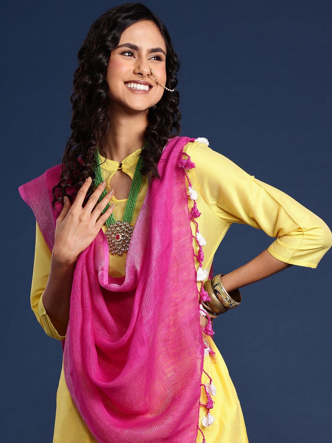 Taavi Linen Dupatta with Zari Details - view 1