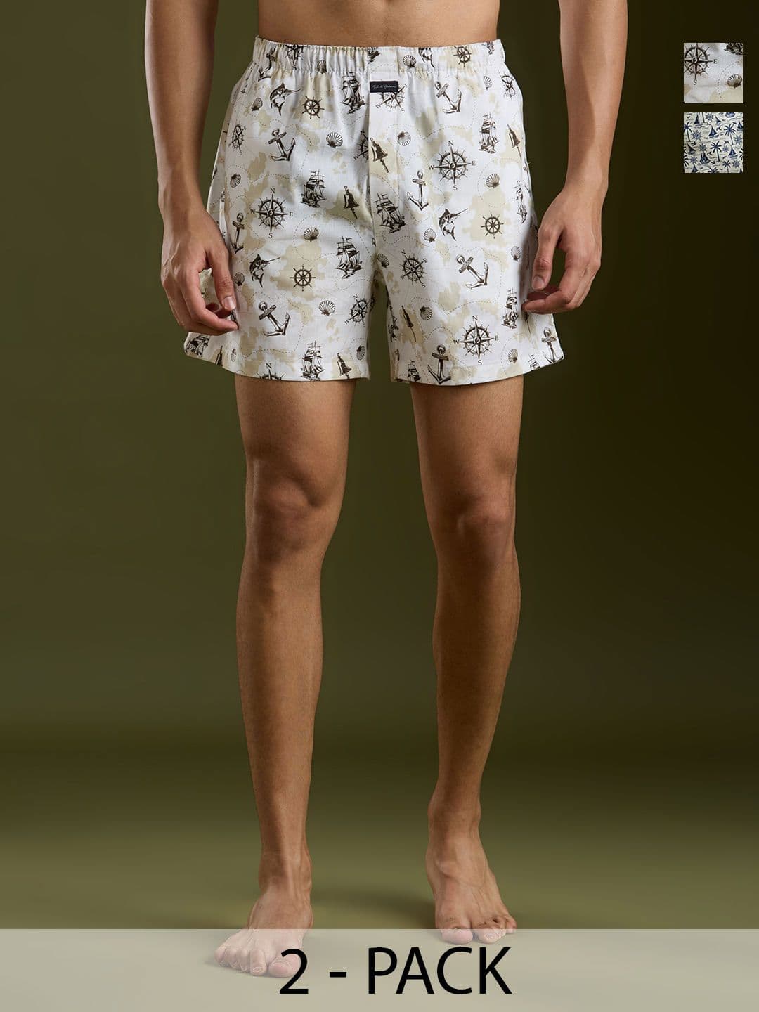 Mast & Harbour Pack Of 2 Printed Pure Cotton Boxers