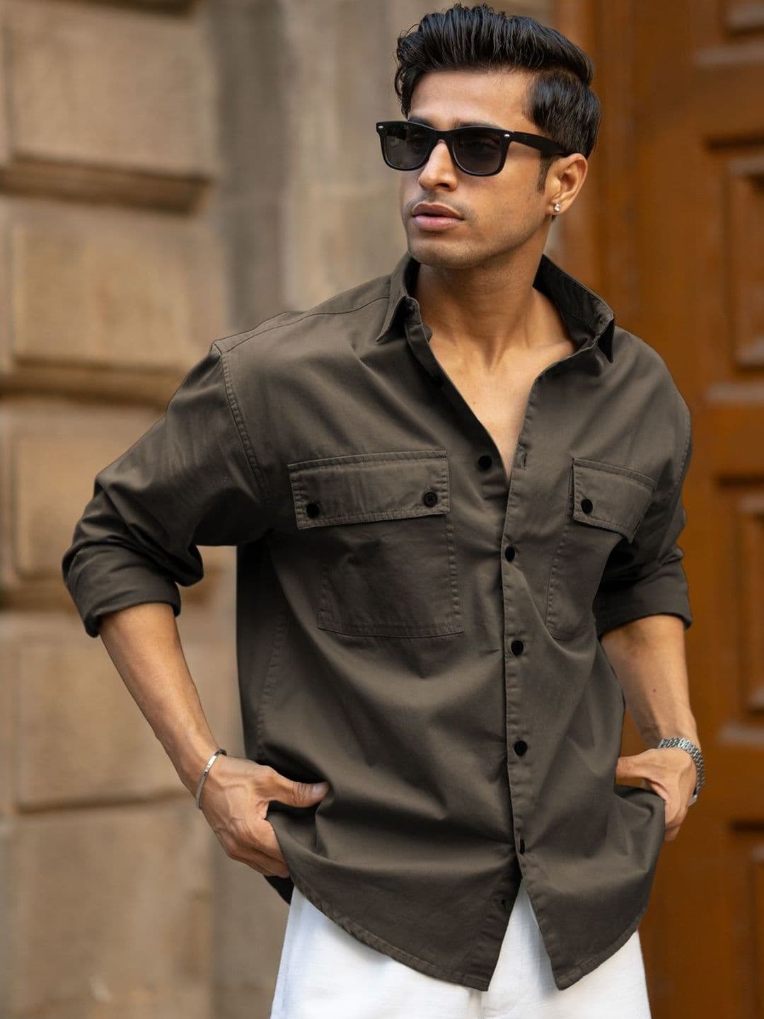 Powerlook Double Pocket Cotton Long Sleeves Shirt - view 1