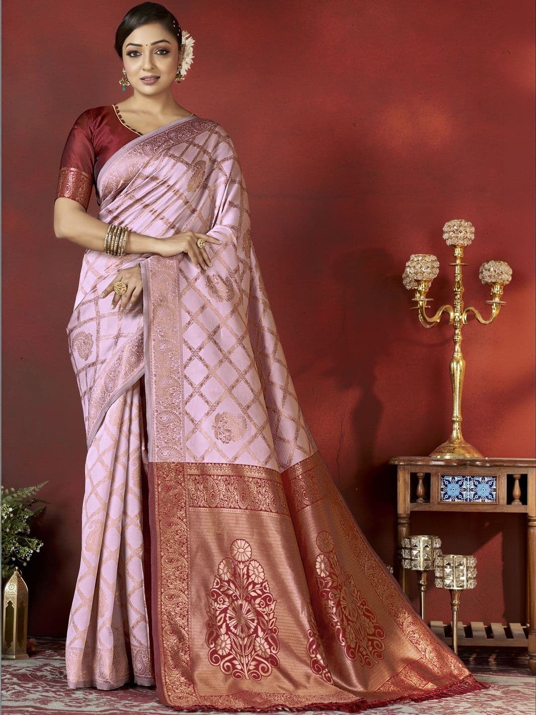 SZN Ethnic Motifs Zari Silk Blend Heavy Work Banarasi Saree - view 1