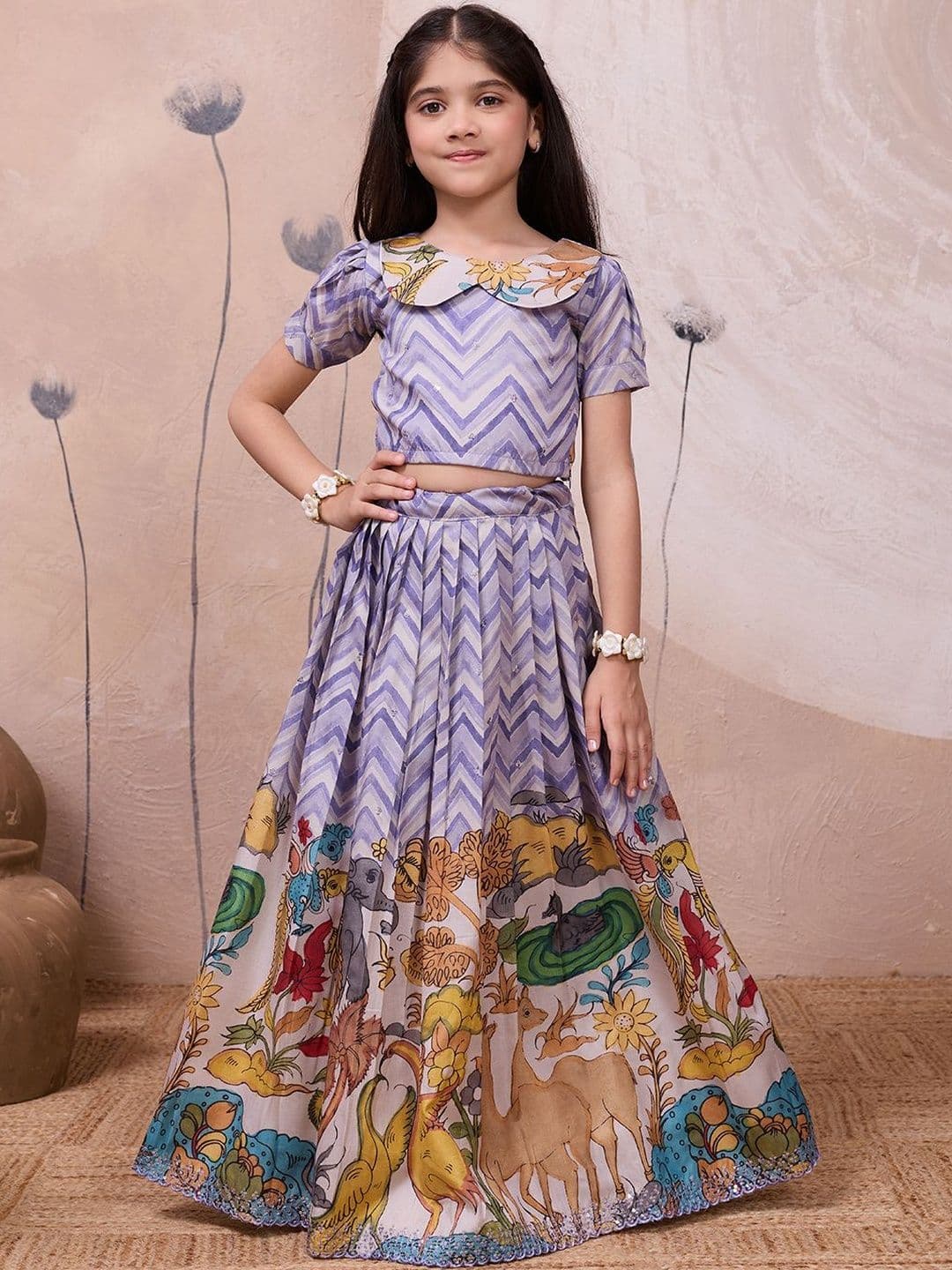 Tasarika Silk Blend Sequinned Printed Lehenga Choli - view 1