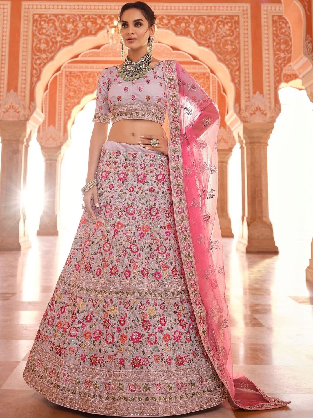 Fusionic Embroidered Sequinned Semi-Stitched Lehenga & Blouse With Dupatta - view 1