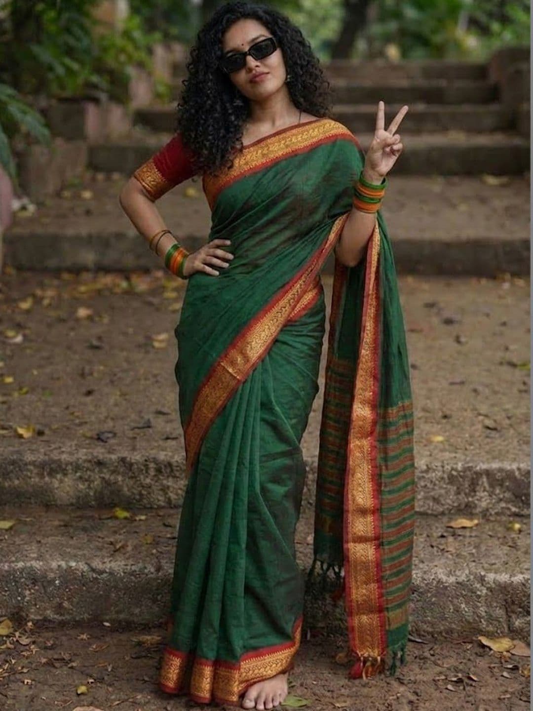 yourwish Woven Design Zari Silk Cotton Handloom Paithani Saree - view 1