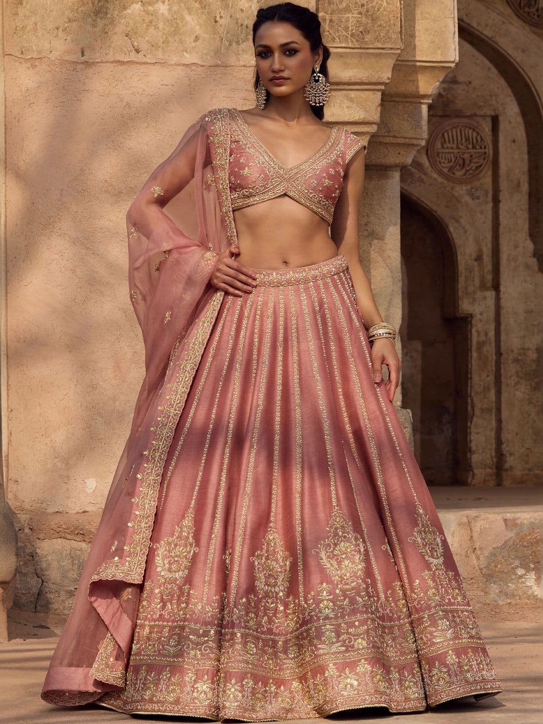 JIHU CULTURE Embroidered Semi-Stitched Lehenga & Blouse With Dupatta - view 1