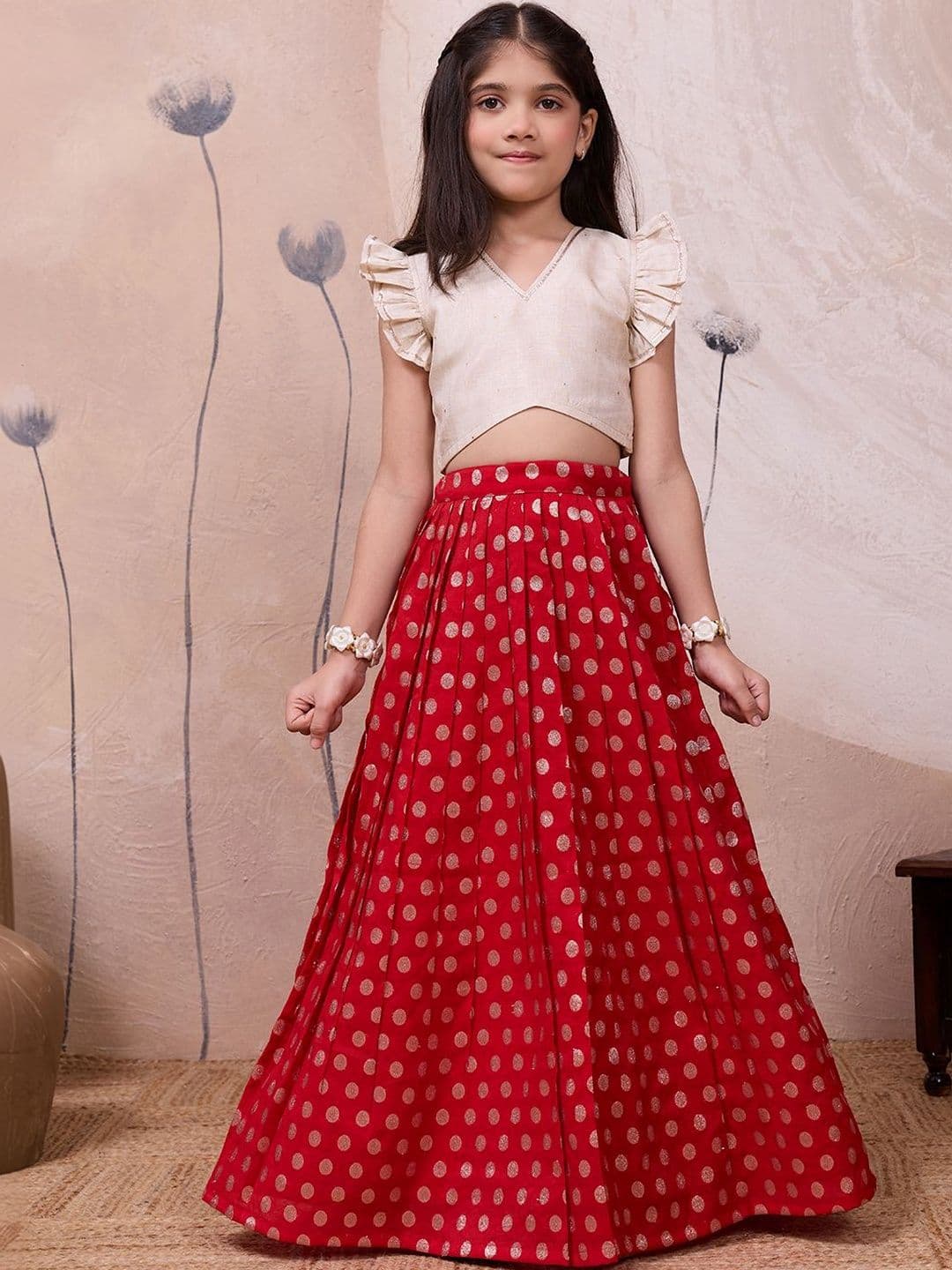 Tasarika Foil Print Silk Blend Zari Woven Design Lehenga Choli - view 1