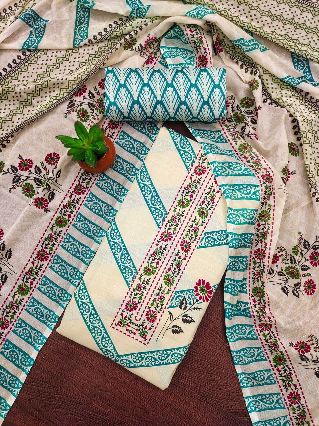 Dhaaga Ghar Printed Pure Cotton Unstitched Dress Material - view 1