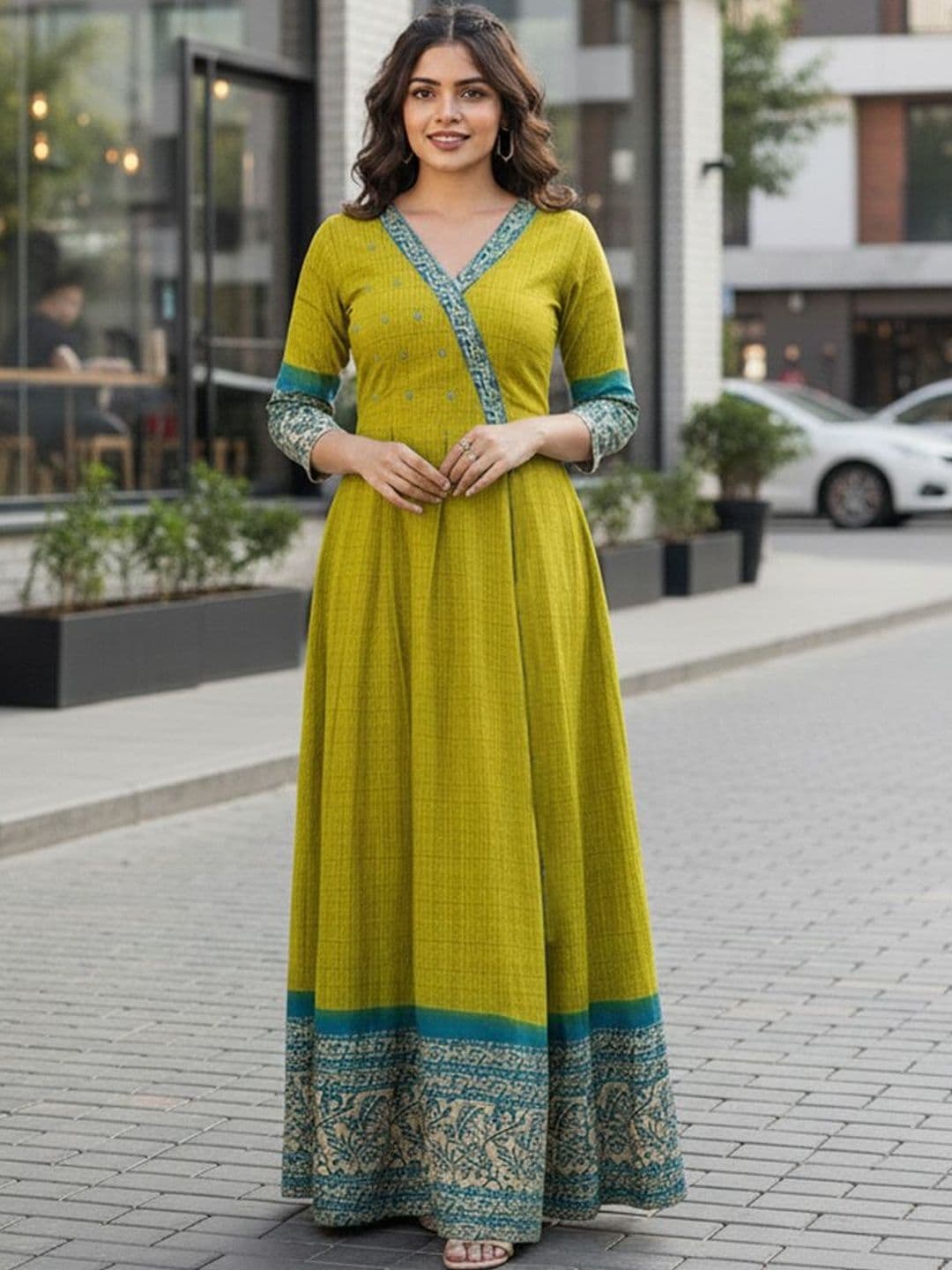 ARADHNA Women Ethnic Motifs Printed Thread Work Anarkali Kurta - view 1