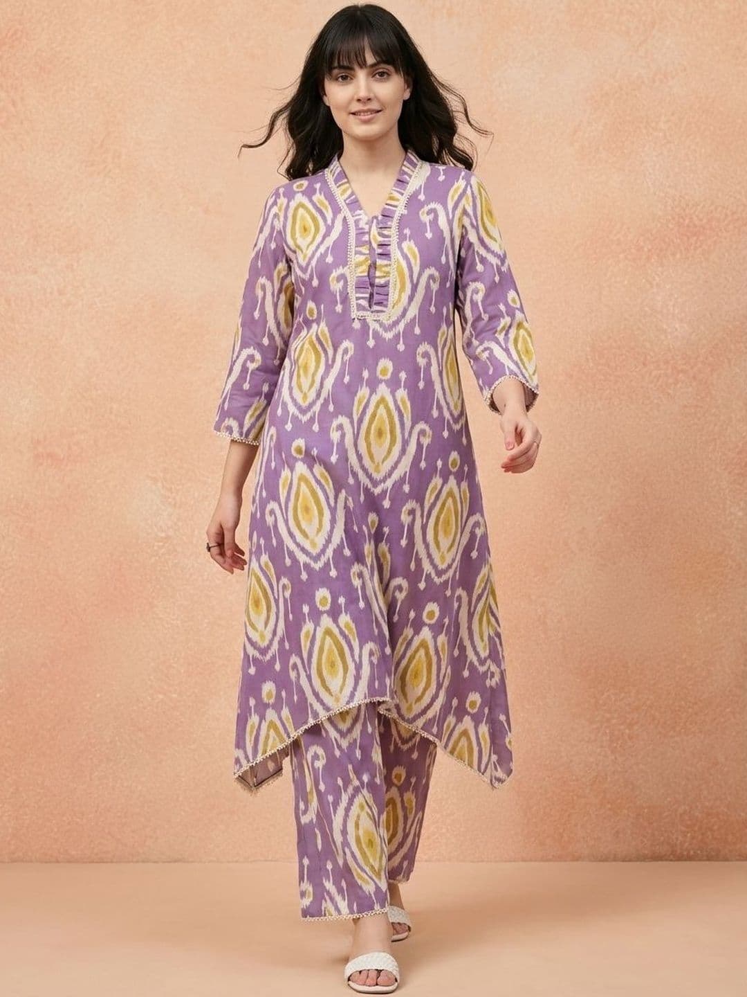 all about you Printed V-Neck Tunic & Trousers Co-Ords - view 1