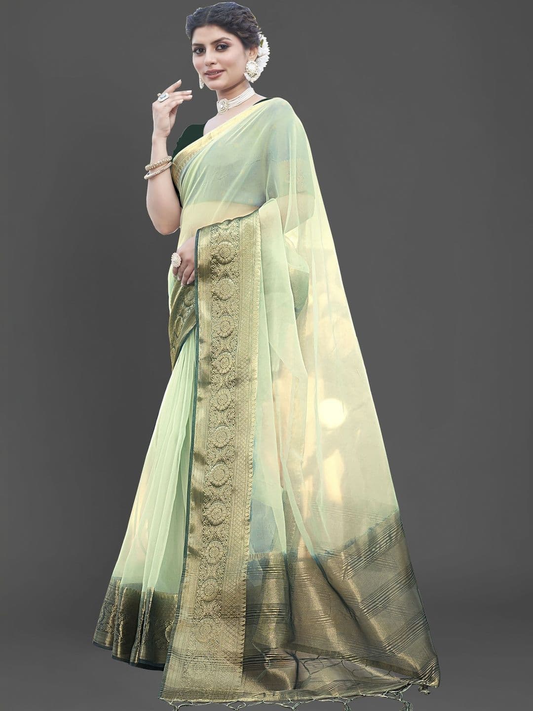 KOTHARI KS Woven Design Zari Organza Patola Saree - view 1
