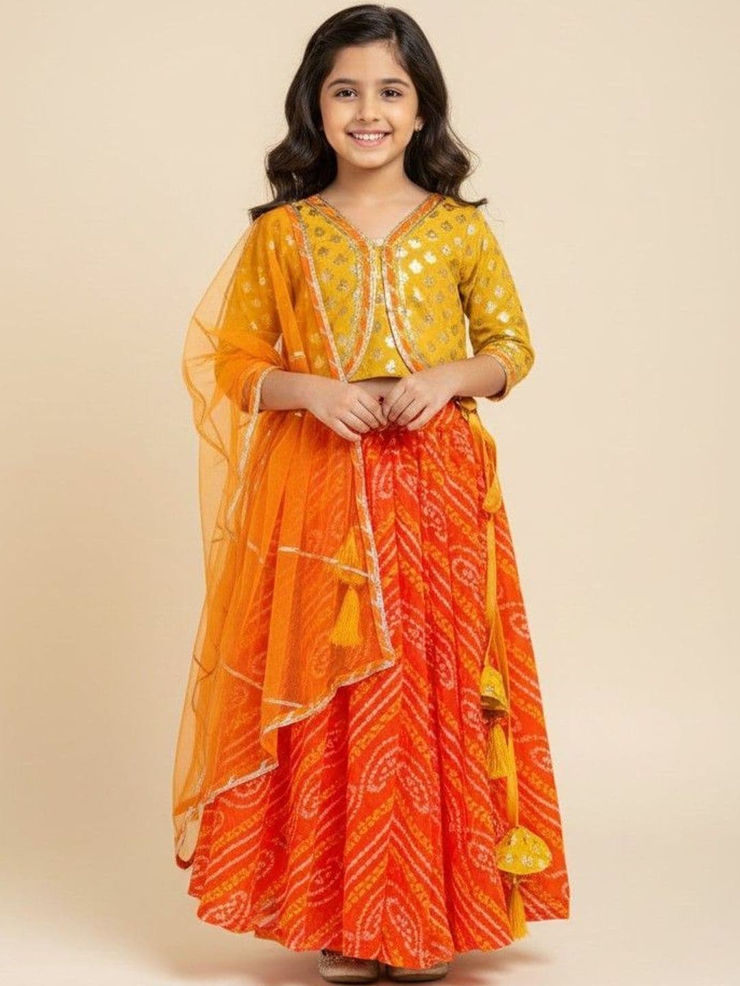 THE WISHING CLOSET Girls Embellished Ready to Wear Lehenga & Blouse With Dupatta - view 1