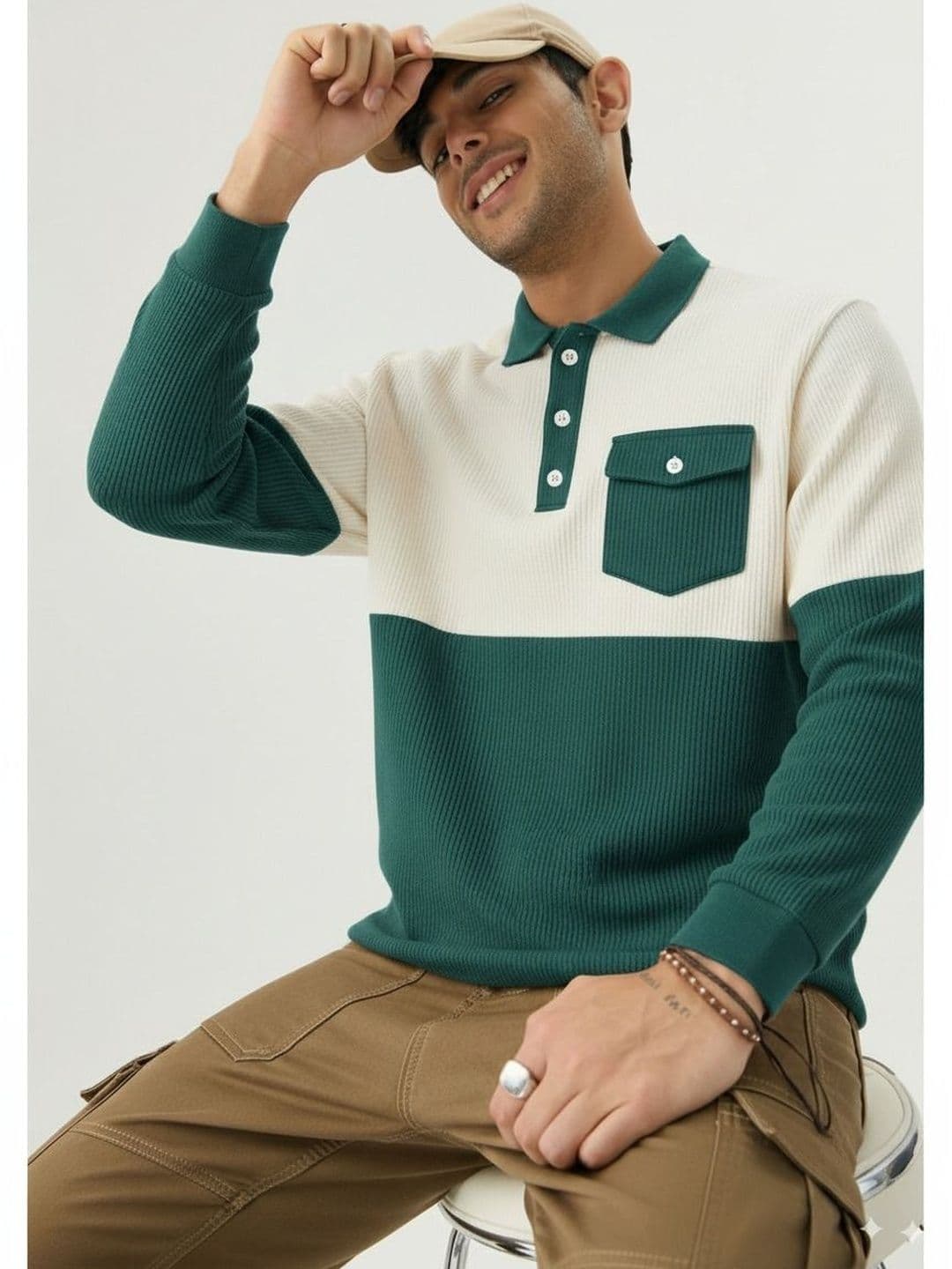 Mobox Men Colourblocked Polo Collar Pockets T-shirt - view 1