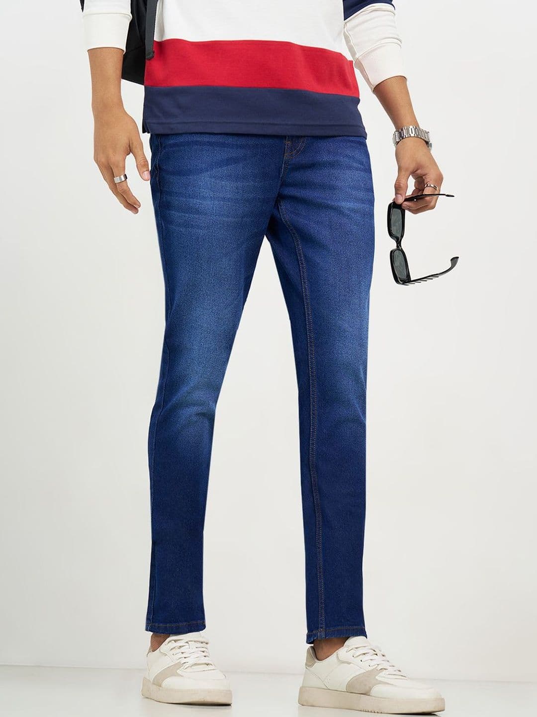 SF JEANS by Pantaloons Men Skinny Fit Mid-Rise Light Fade Jeans - view 1