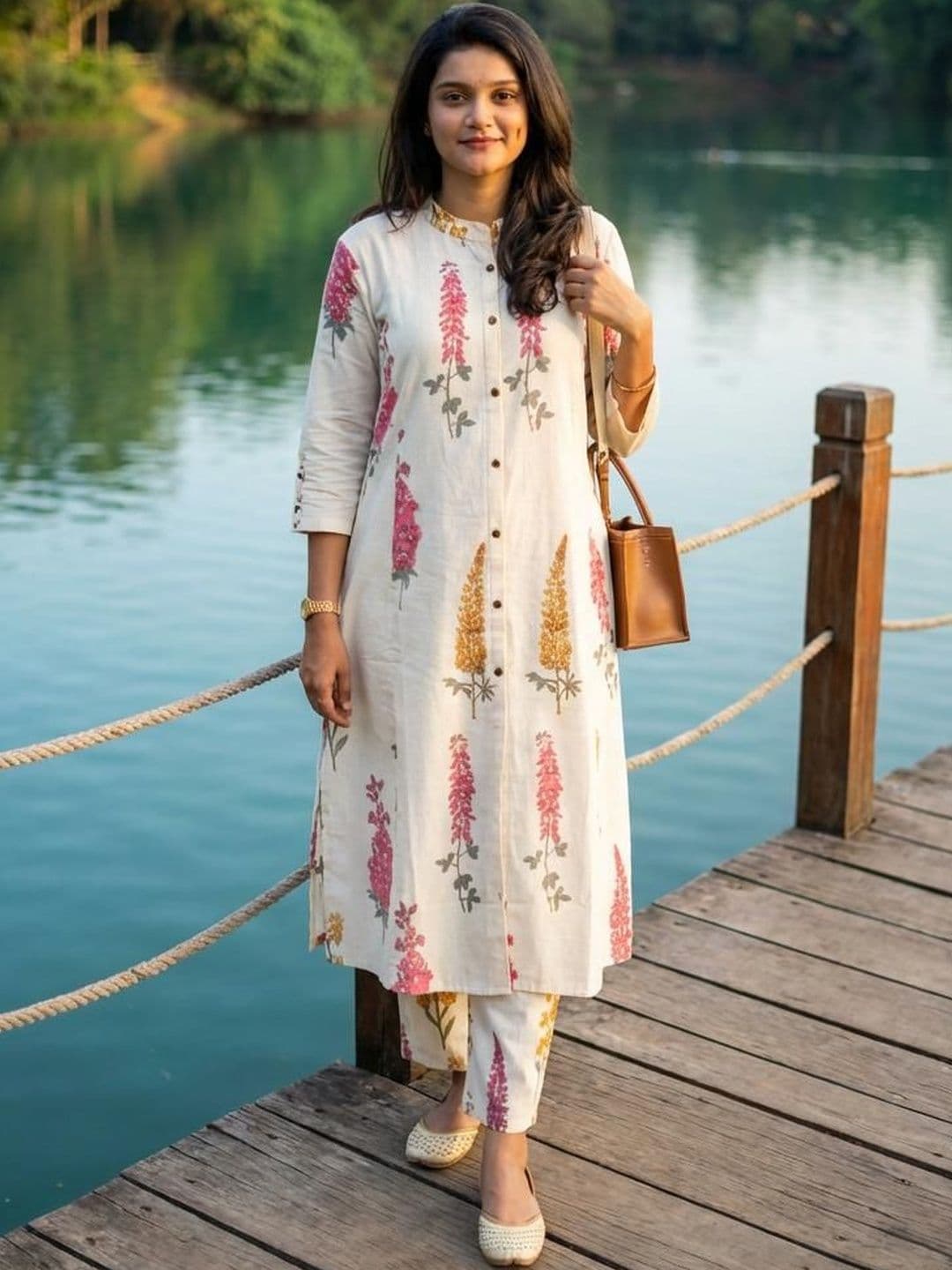 Klere Women Floral Printed Regular Kurta with Trousers - view 1
