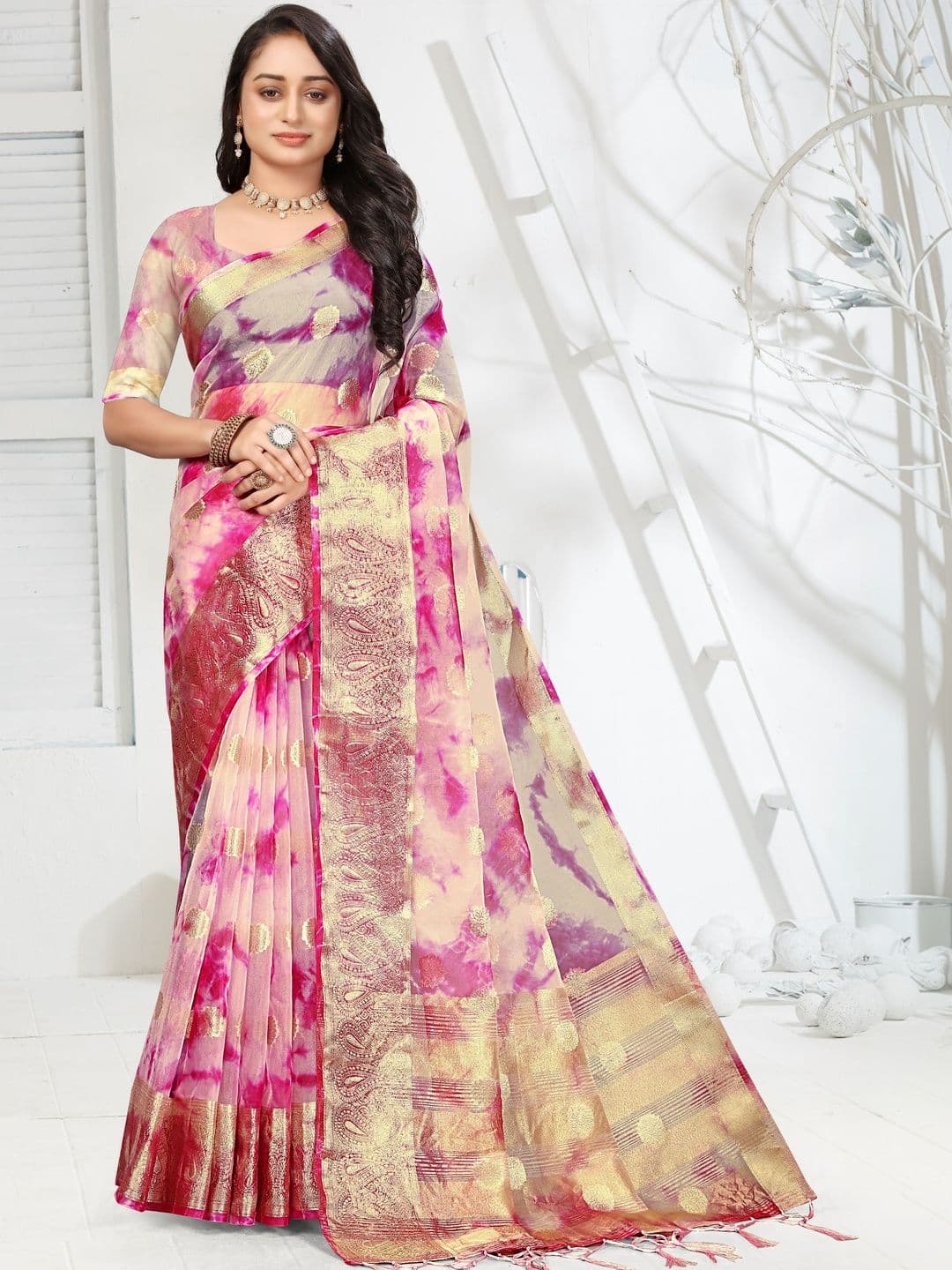 KOTHARI SKT Bandhani Organza Patola Saree - view 1