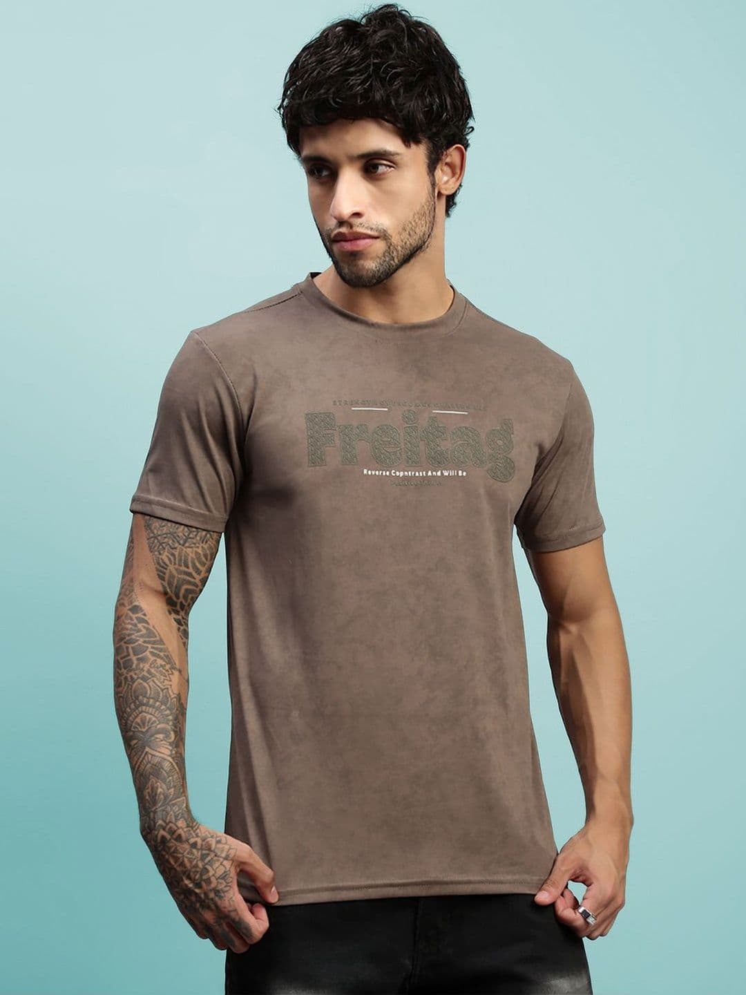 LUX NITRO Men Cloud Burst Print Cotton Blend Round Neck Short Sleeve T Shirt - view 1