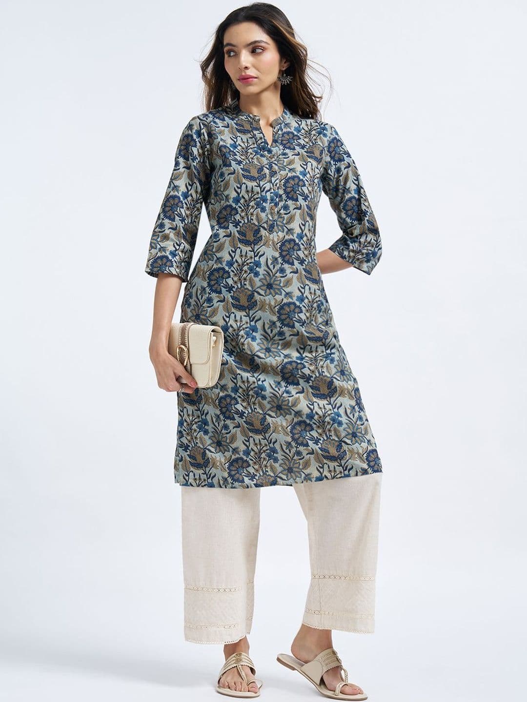 RANGMANCH BY PANTALOONS Women Paisley Printed Thread Work Kurta - view 1