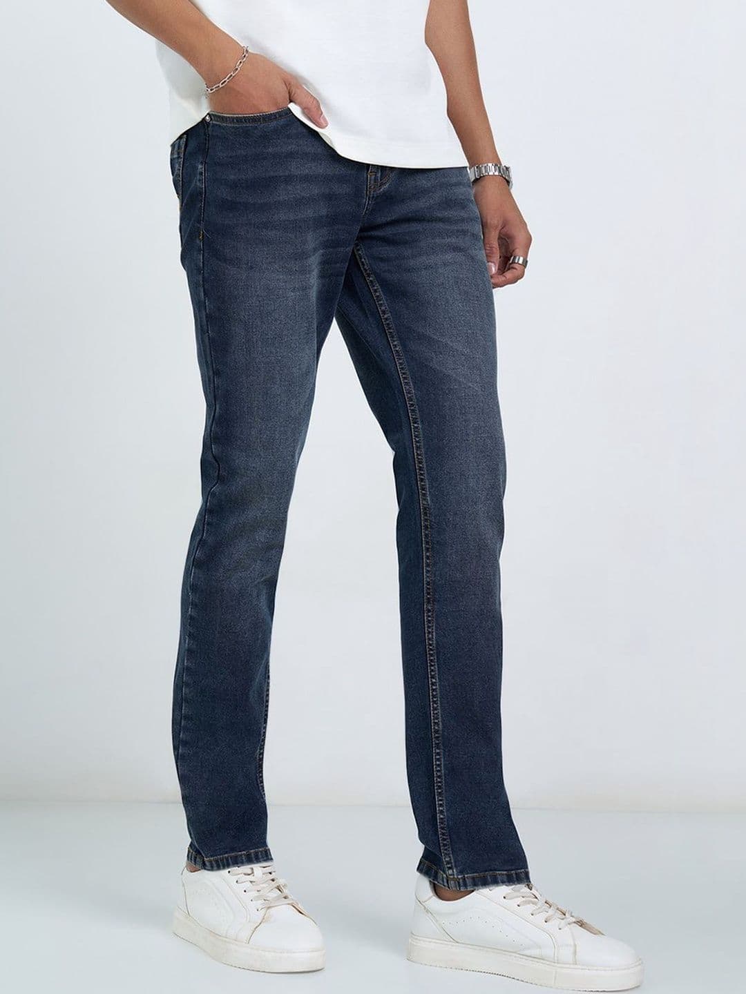 SF JEANS by Pantaloons Men Slim Fit Mid-Rise Light Fade Jeans - view 1