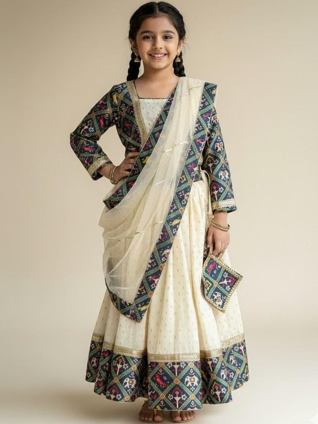 THE WISHING CLOSET Girls Printed Ready to Wear Lehenga & Blouse With Dupatta - view 1