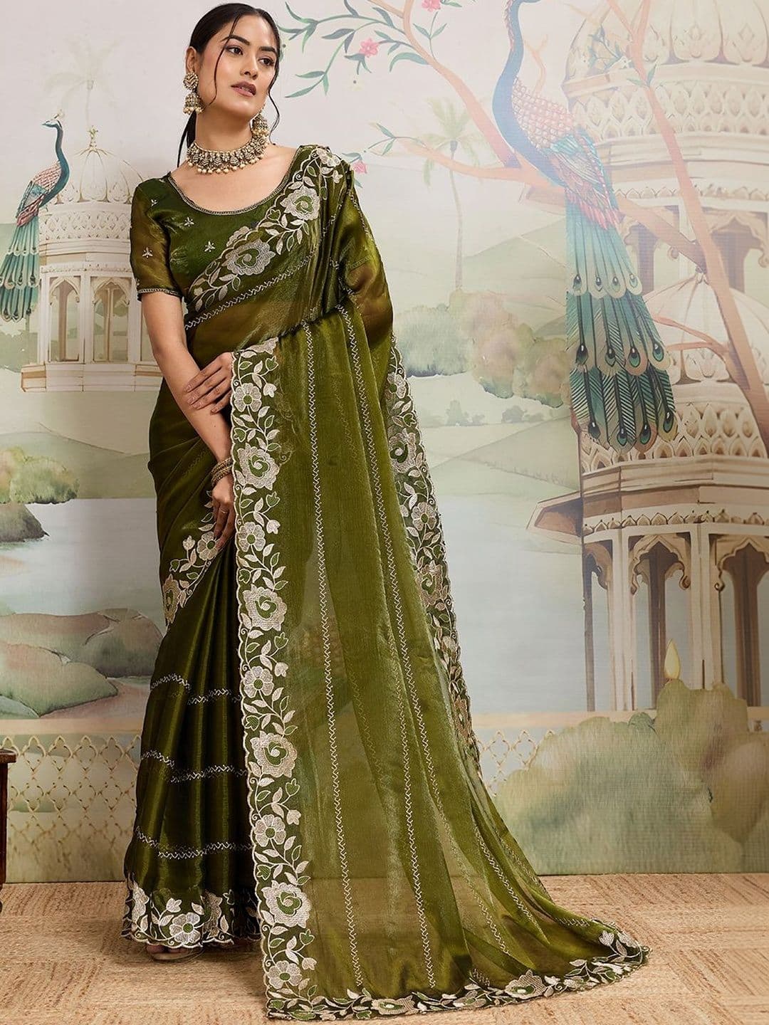 Moda Rapido Embellished Embroidered Organza Heavy Work Saree - view 1