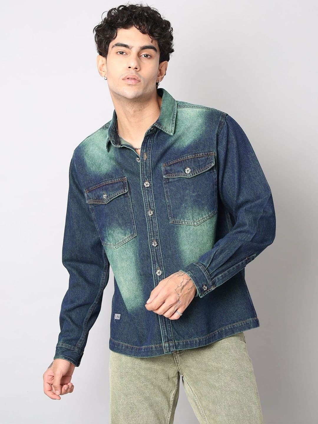 D Finish Men Colourblocked Denim Jacket - view 1