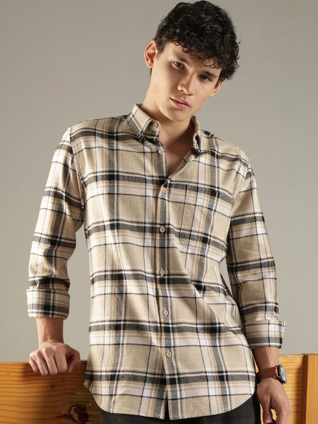 HERE&NOW Men Slim Fit Tartan Checks Checked Casual Shirt - view 1