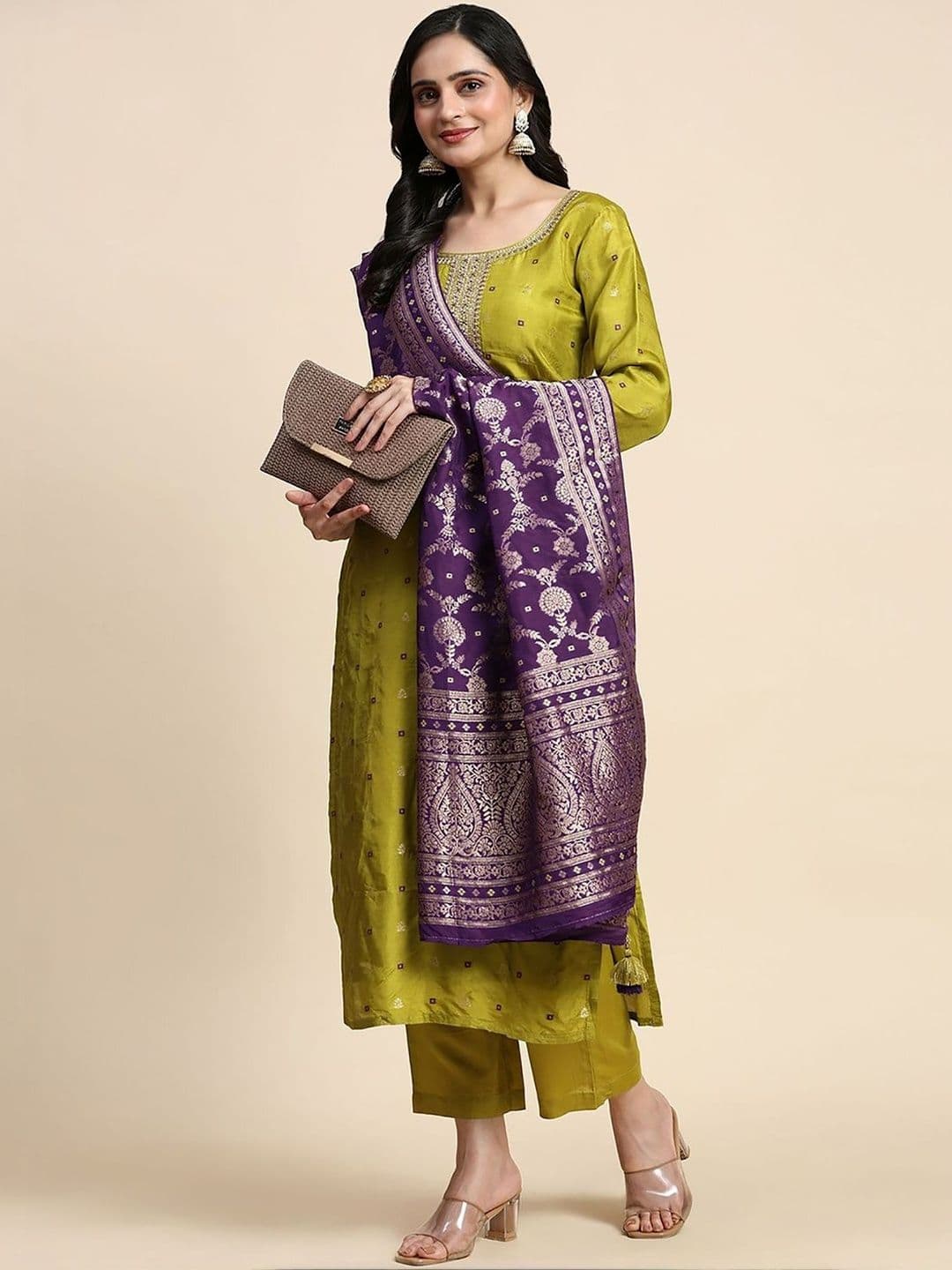 Moda Rapido Women Ethnic Motifs Regular Thread Work Kurta with Trousers & With Dupatta - view 1