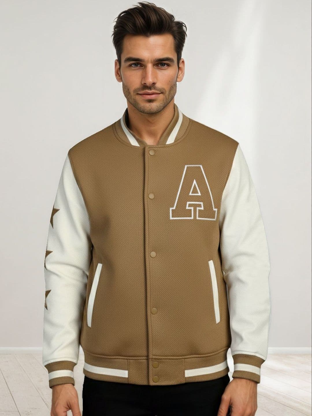 CHKOKKO Men Woollen Lightweight Outdoor Varsity Jacket - view 1