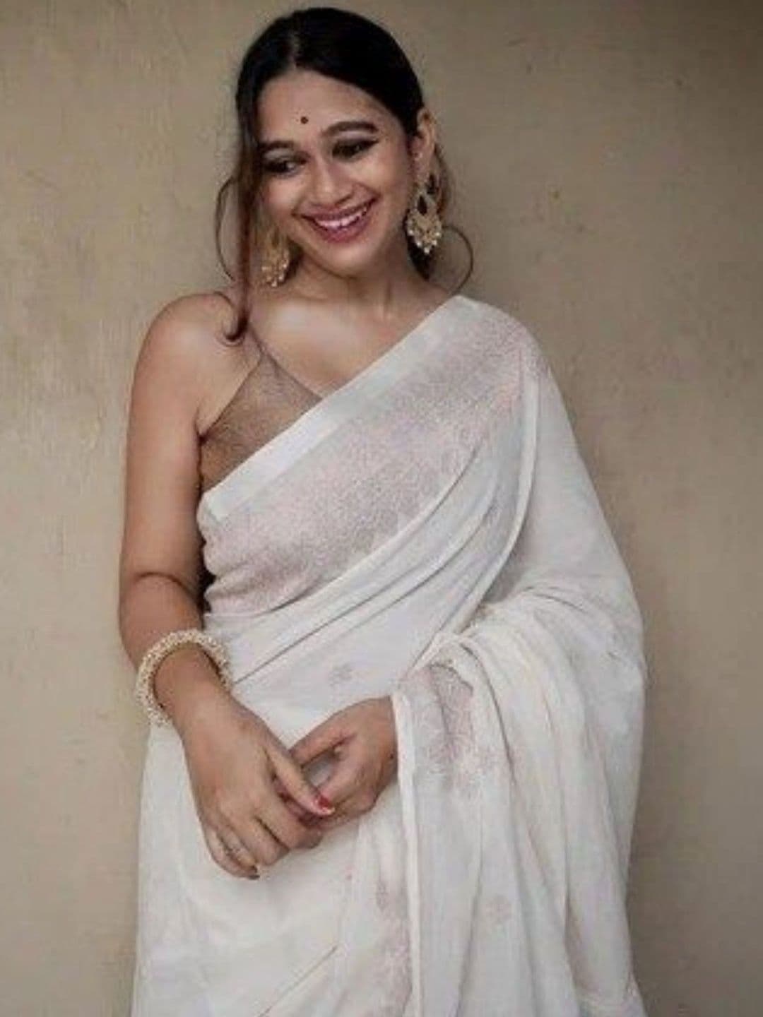 all about you White Cotton Linen Soft Silk Saree - view 1
