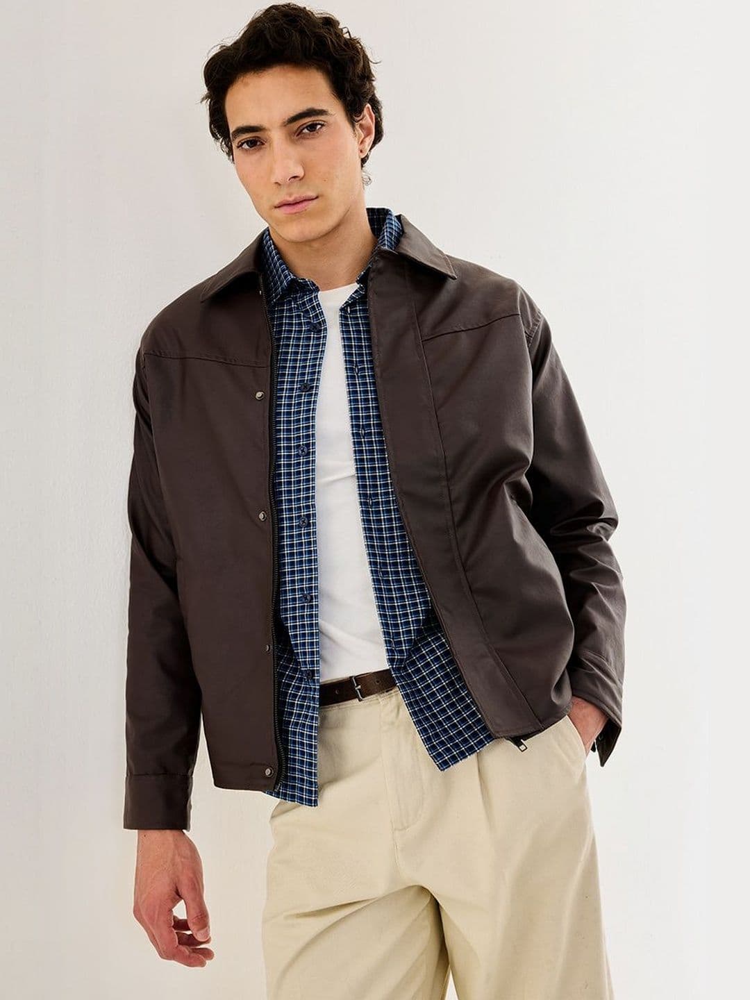 Snitch Brown Solid Jacket - view 1
