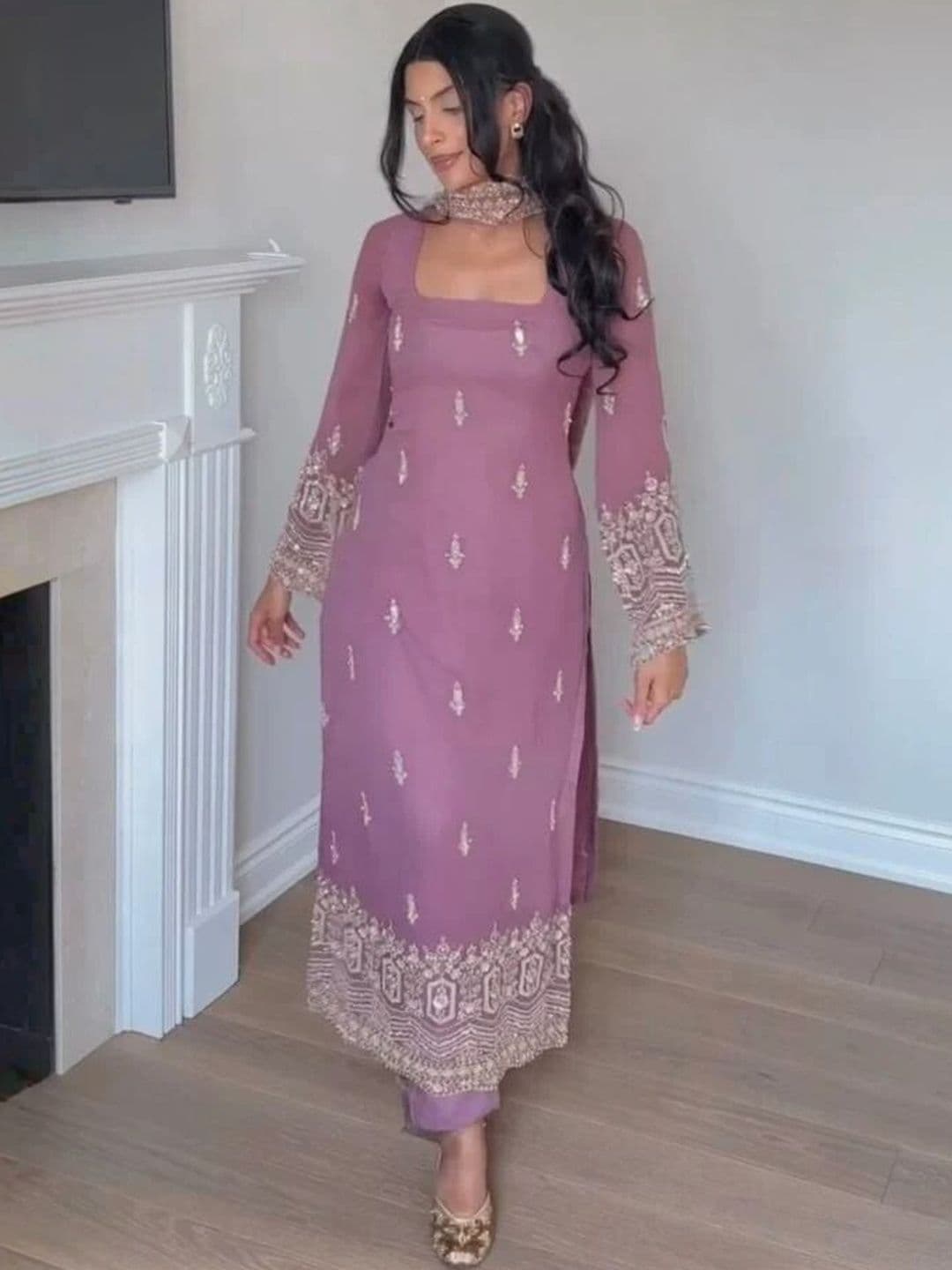 Vanshaft Collection Women Ethnic Motifs Embroidered Regular Sequinned Kurta with Trousers & With Dupatta - view 1