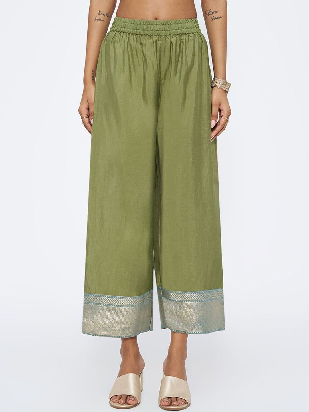 RANGMANCH BY PANTALOONS Women Ethnic Motifs Cropped Ethnic Palazzos - view 1
