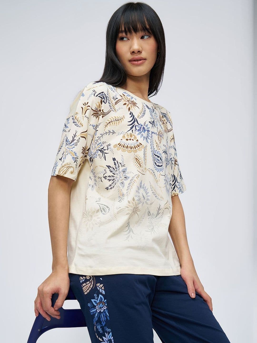 Dreamz by Pantaloons Printed Pure Cotton Lounge Tshirts - view 1