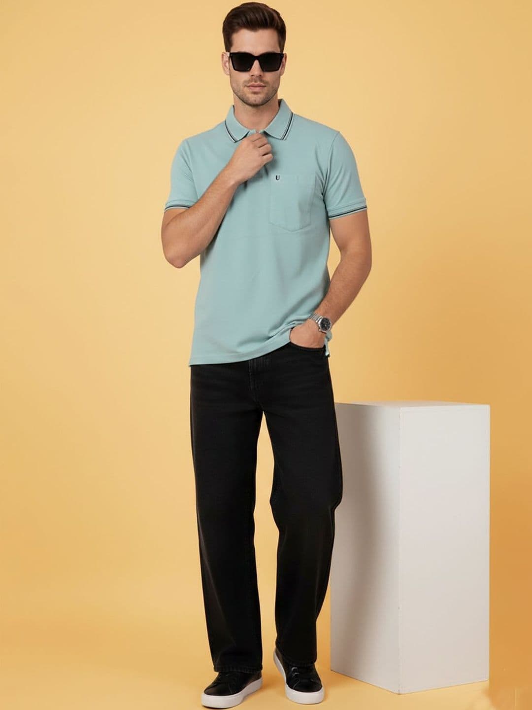 UNIBERRY Men Polo Collar Pockets T-shirt - view 1