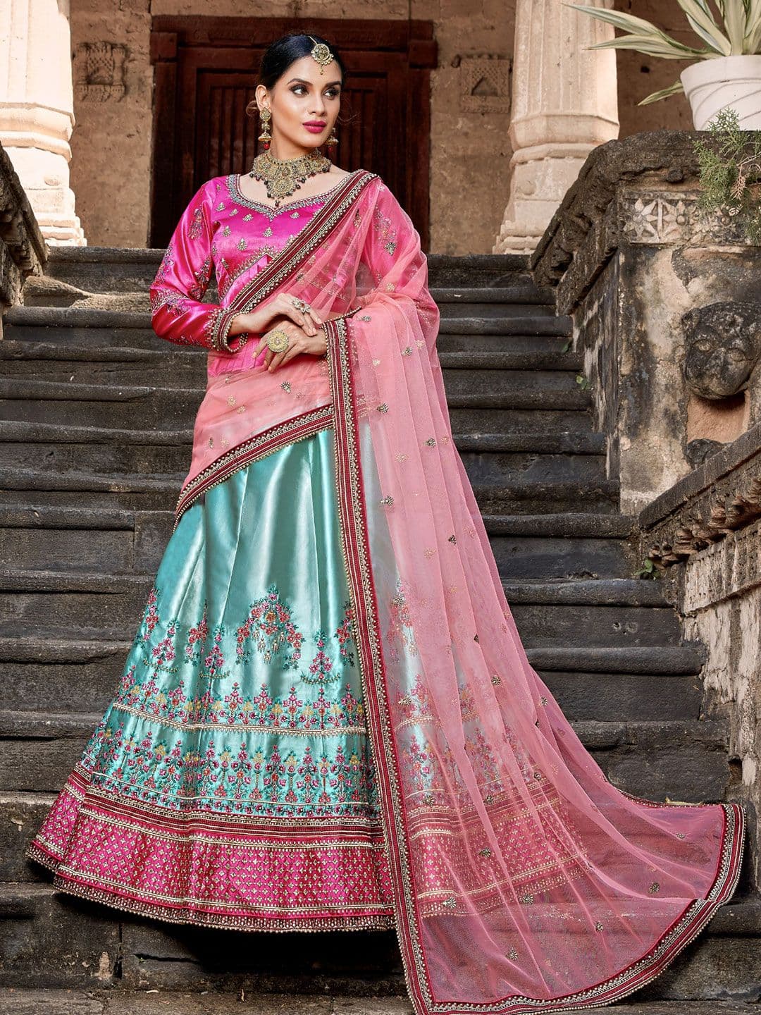 Fusionic Embellished Sequinned Semi-Stitched Lehenga & Blouse With Dupatta - view 1
