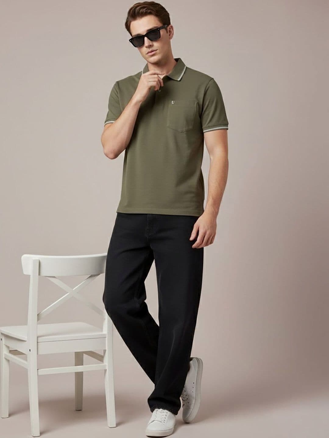 UNIBERRY Men Brand Logo Polo Collar Pockets T-shirt - view 1