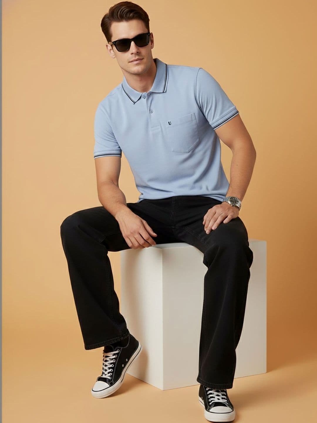 UNIBERRY Men Polo Collar Pockets T-shirt - view 1