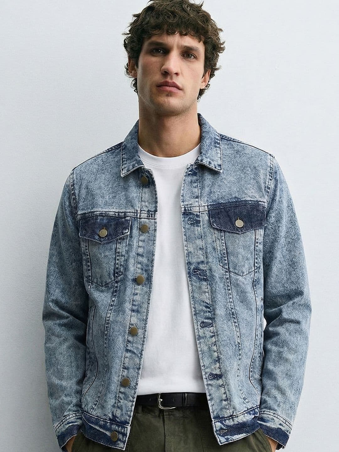 HIGHLANDER Men Blue Solid Denim Jacket - view 1