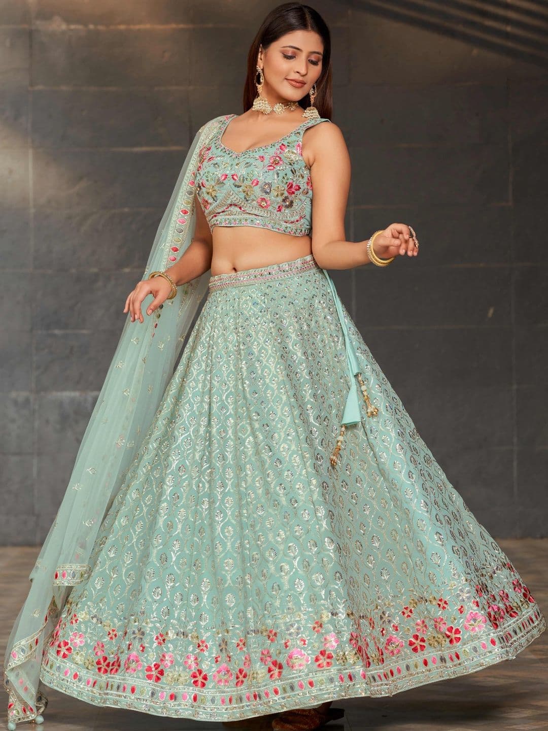 Zeel Clothing Embroidered Sequinned Ready to Wear Lehenga & Blouse With Dupatta - view 1