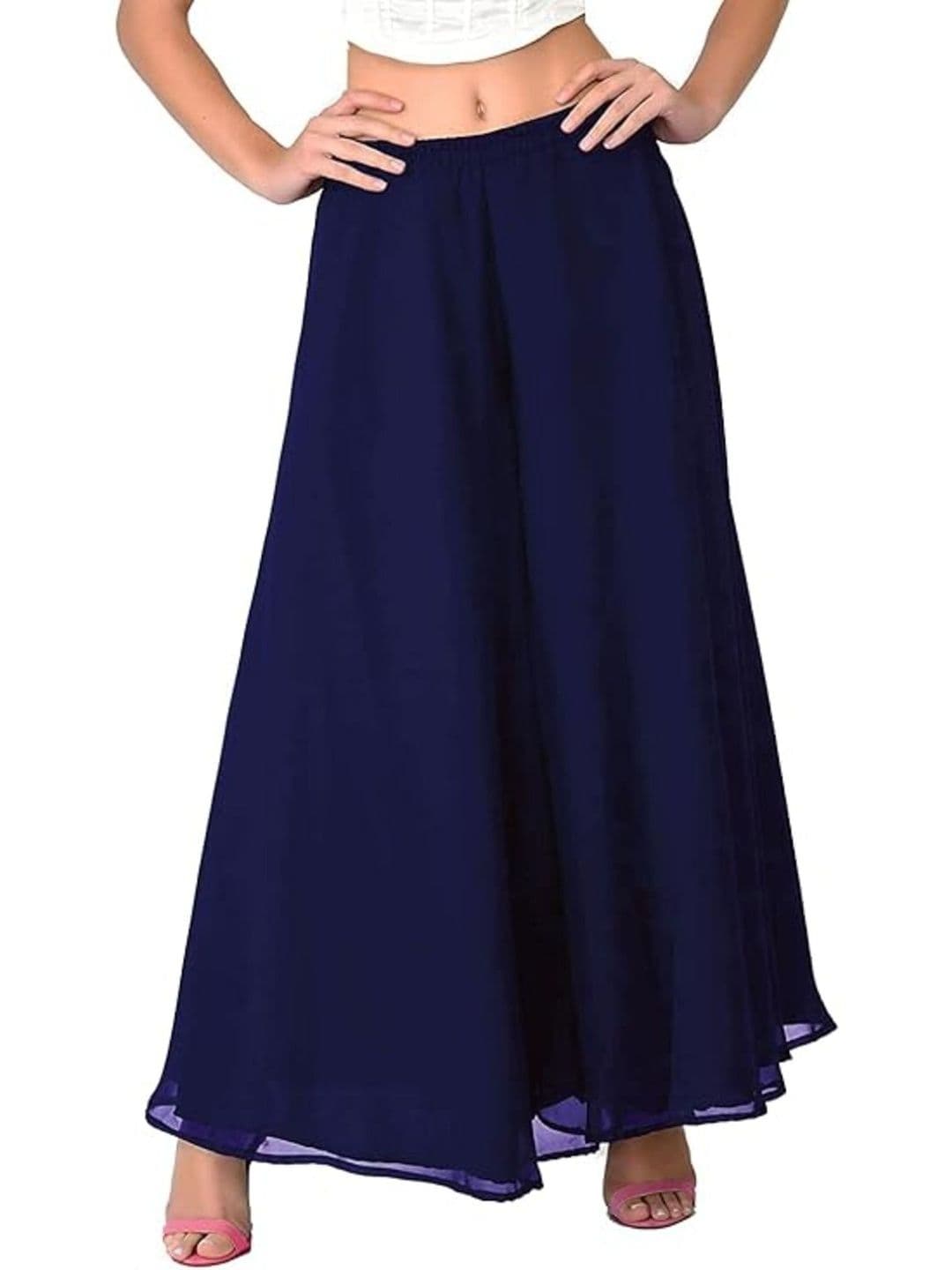 ERUDITE CLUB Women 2 Flared Georgette Ethnic Palazzos - view 1