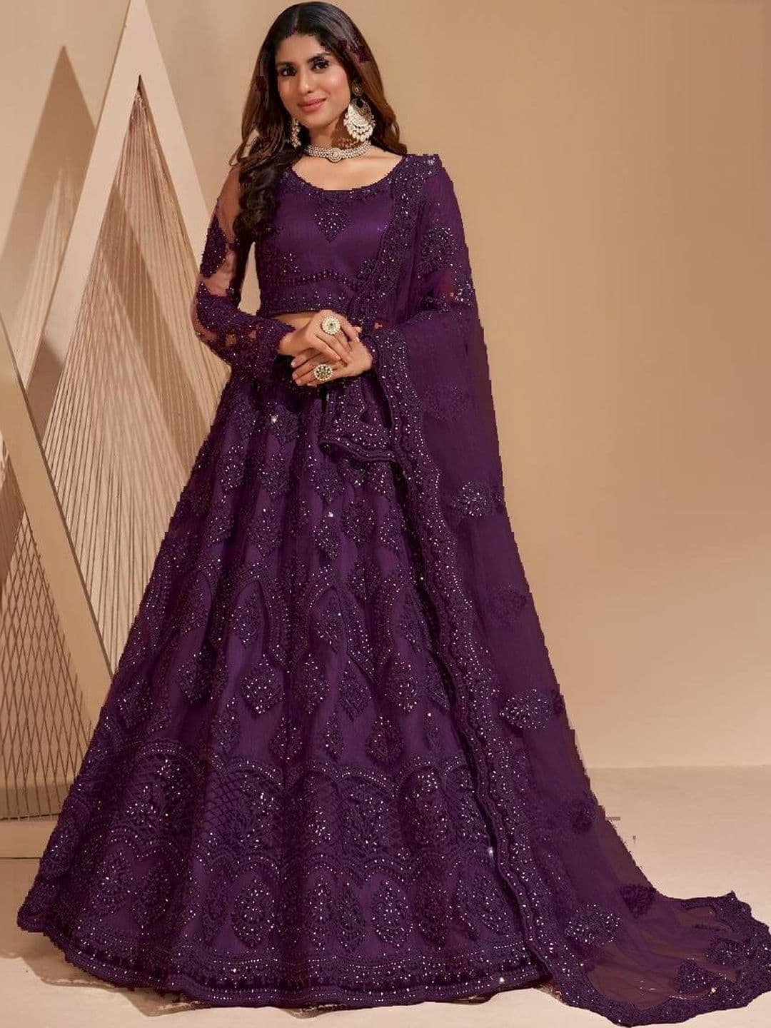 REELOVE FACTORY Embellished Sequinned Semi-Stitched Lehenga & Unstitched Blouse With Dupatta - view 1