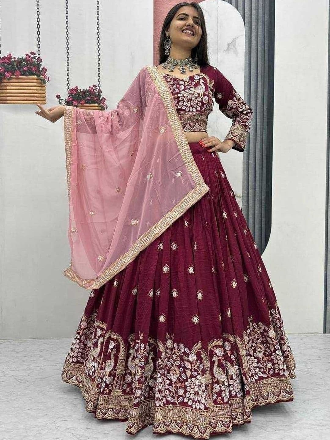UDBHAV EXPORT Embroidered Semi-Stitched Lehenga & Blouse With Dupatta - view 1
