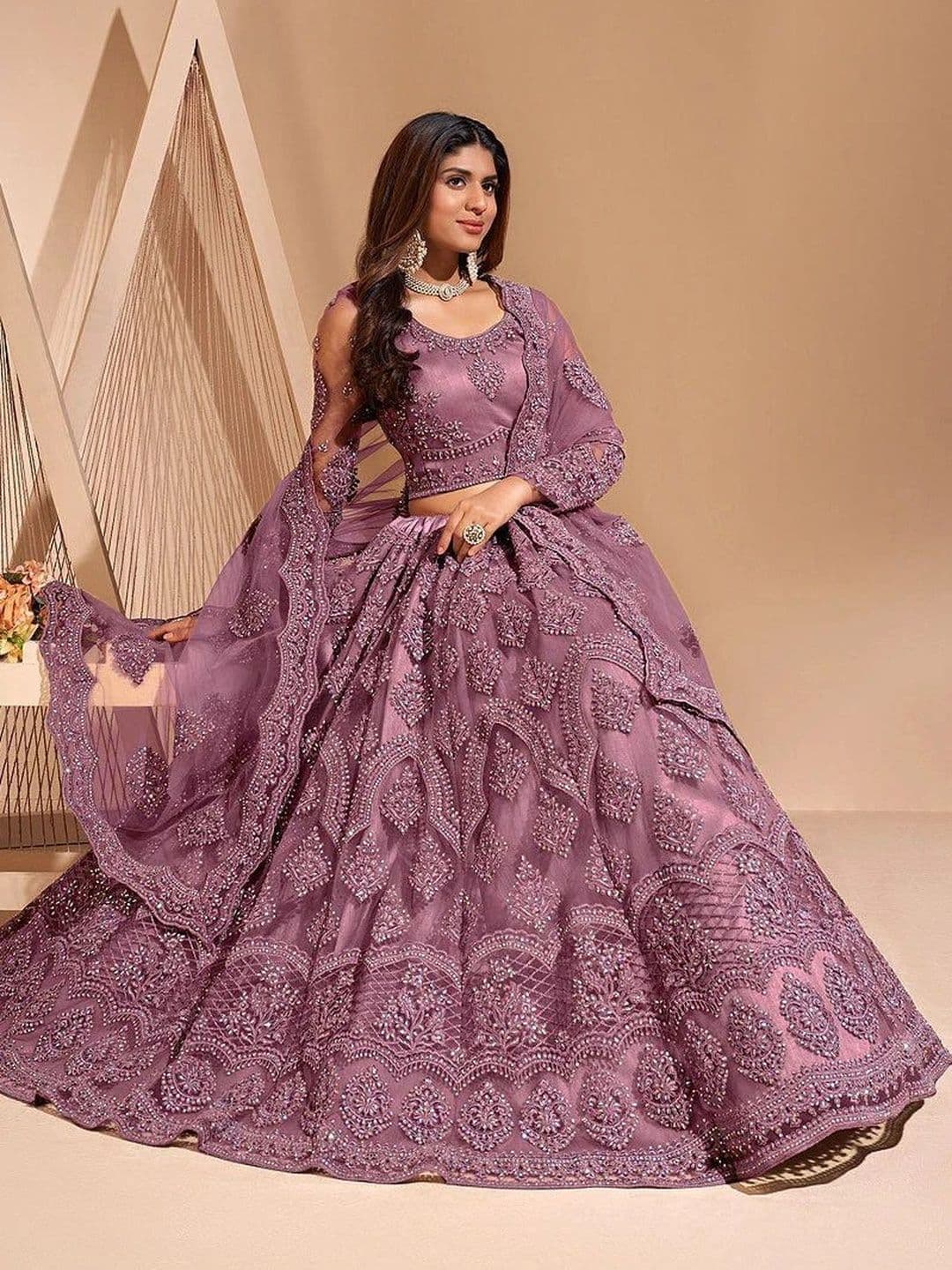 UDBHAV EXPORT Embellished Sequinned Semi-Stitched Lehenga & Unstitched Blouse With Dupatta - view 1