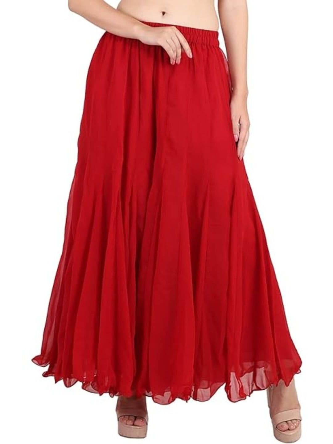 ERUDITE CLUB Women 2 Flared Georgette Ethnic Palazzos - view 1