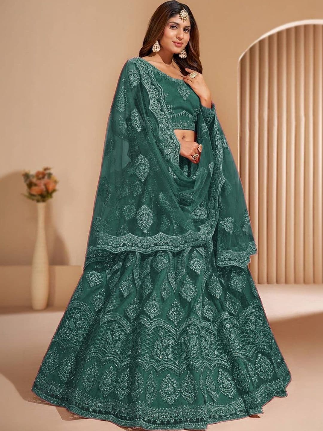 REELOVE FACTORY Embellished Sequinned Semi-Stitched Lehenga & Blouse With Dupatta - view 1