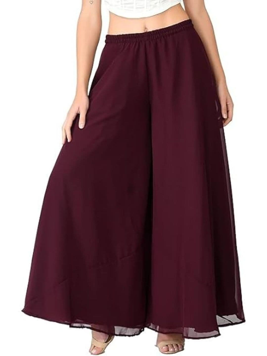 ERUDITE CLUB Women 2 Flared Georgette Ethnic Palazzos - view 1