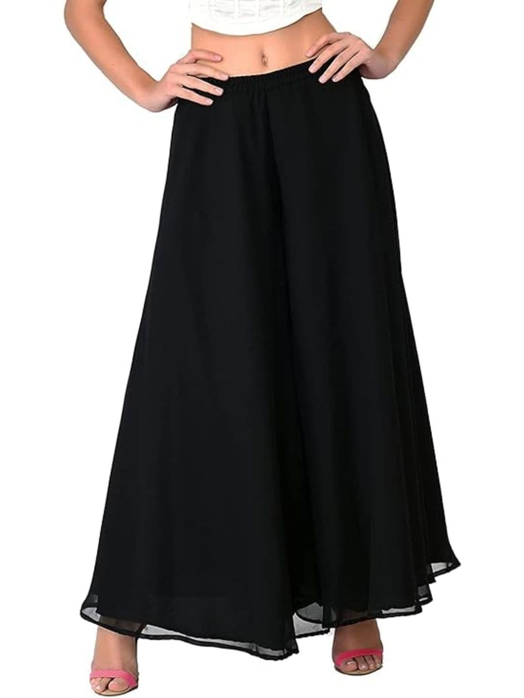 ERUDITE CLUB Women 2 Flared Georgette Ethnic Palazzos - view 1