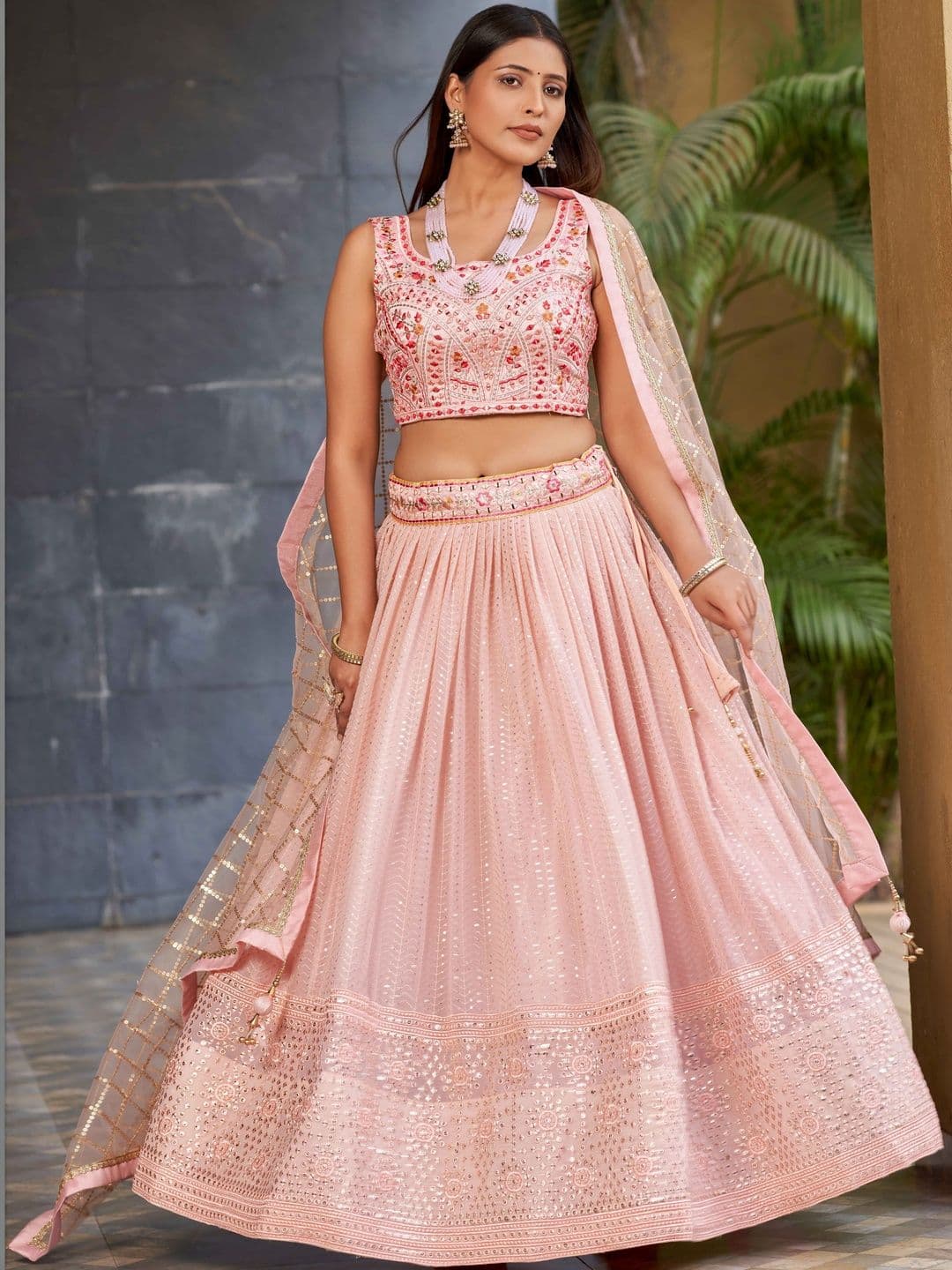 Zeel Clothing Embroidered Sequinned Semi-Stitched Lehenga & Blouse With Dupatta - view 1
